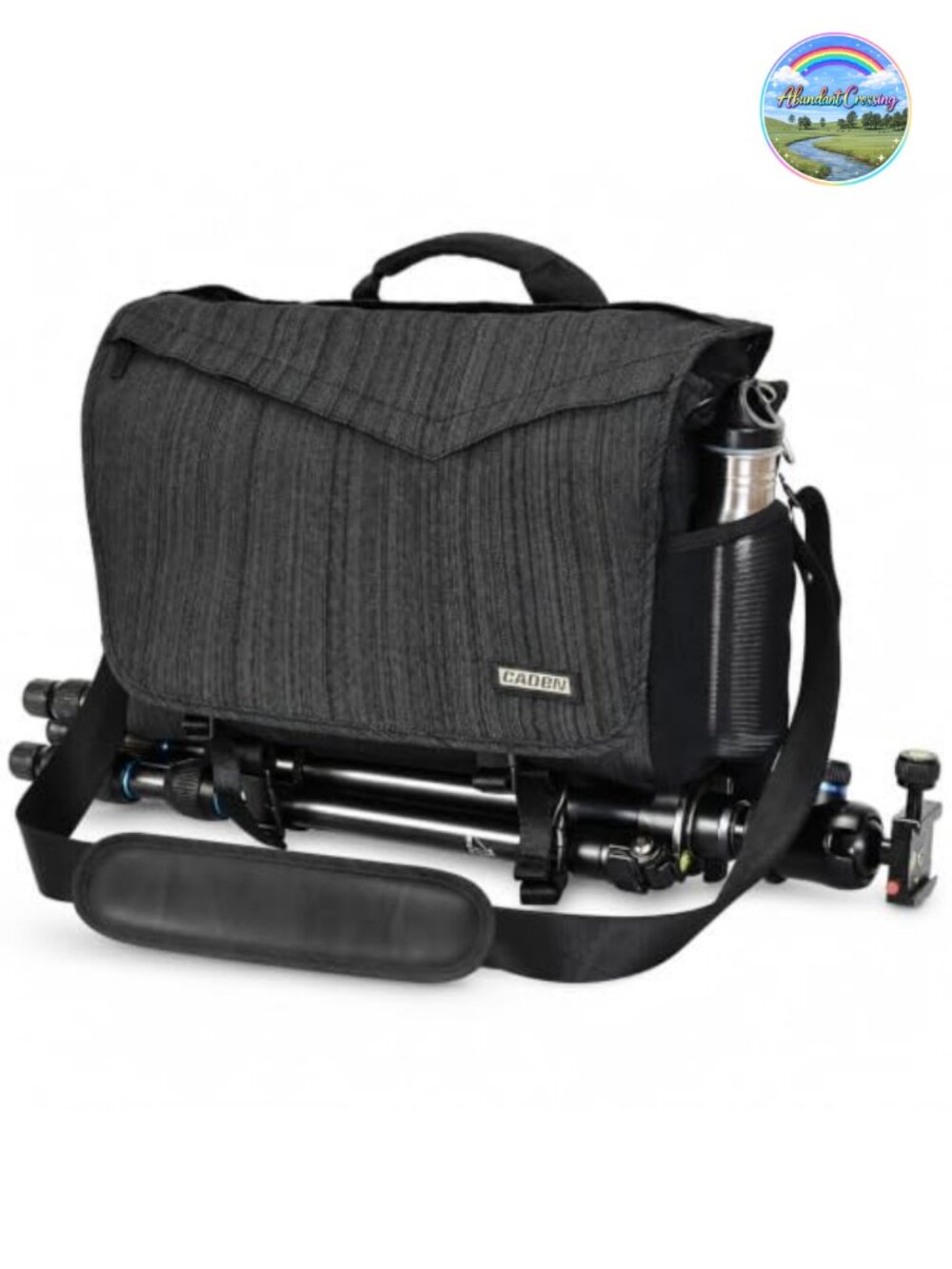 Waterproof Nylon Camera Shoulder Bag with Laptop Compartment 14" Tripod Holder